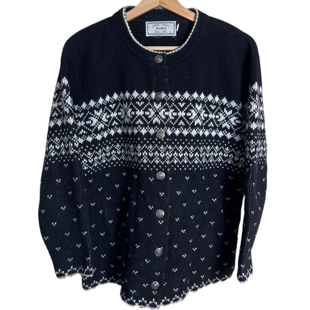 Jersild Brand Holiday Cardigan Button Front Long Sleeve Sweater Size 40
